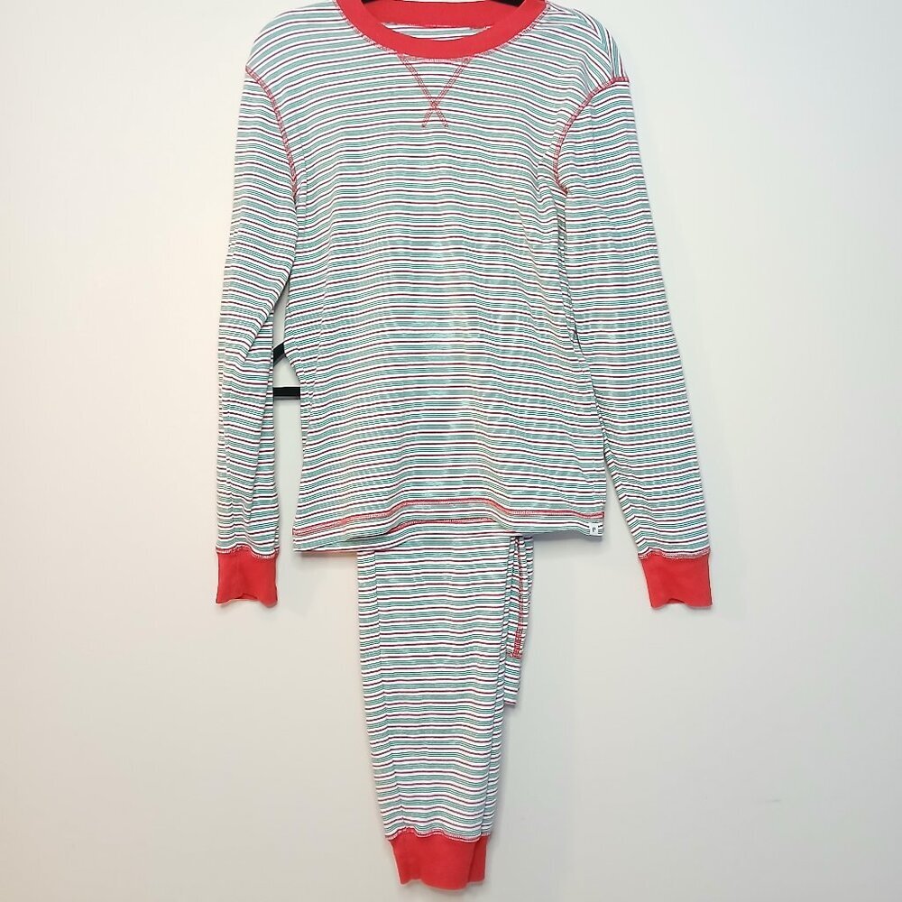 PACT Two Piece Candy Cane Stripe Pajama Set Size Medium